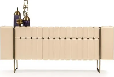 Produktbild von Beige Holz Anrichte Designer Kommode Sideboard Holzschrank Luxus Möbel