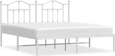 Produktbild von vidaXL Bettgestell mit Kopfteil Metall Weiß 183x213 cm