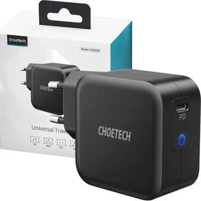 Produktbild von Choetech Schnelles Ladegerät Gan Usb Typ C 61W 3A Stromversorgung Schwarz (Q6006)