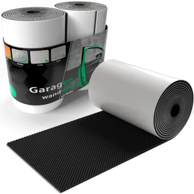 Produktbild von BigDean 2 Rollen Garagen Wandschutz selbstklebend 200x20x0,5cm – extra Dicker Türkantenschutz Auto zuschneidbar Schwarz