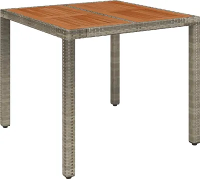 Immagine prodotto di vidaXL Tavolo da giardino con piano in legno grigio 90x90x75 cm in poly rattan