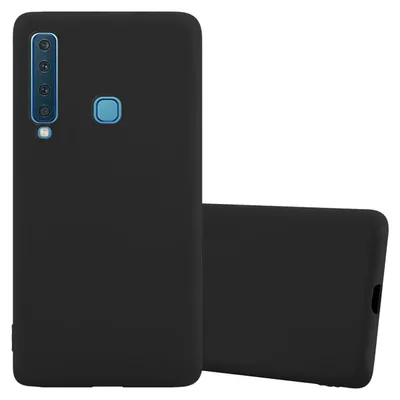 A black smartphone case is shown from the back, with a second case lying horizontally behind it.