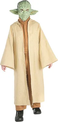 A child wearing a Yoda costume.