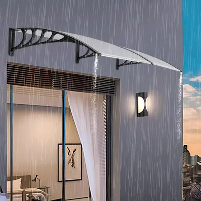 Immagine prodotto di Tettoia per porta - Tettoia per ingresso 200 cm - Montaggio a parete - Impermeabile - Supporti metallici - Sopra la porta d'ingresso - Giallo