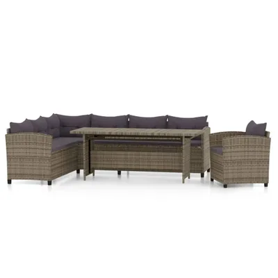 Produktbild von vidaXL 3-tlg. Garten-Lounge-Set mit Kissen Poly Rattan Grau