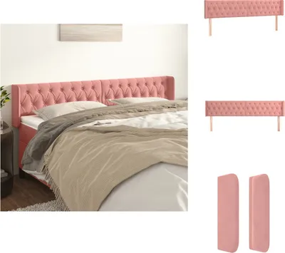 Produktbild von vidaXL Kopfteil mit Ohren Rosa 183x16x78/88 cm Samt -  Kopf- & Fußenden