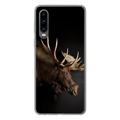 Produktbild von MuchoWow® Handyhülle Schutzhülle Hülle für Huawei P30 Elch - Geweih - Porträt Silikon Softcase Handy Hülle - Kartenbesitzer
