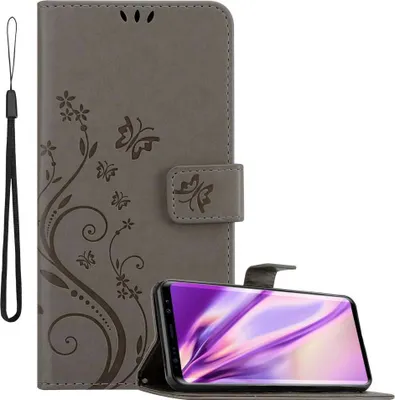 Produktbild von Cadorabo Hülle für Samsung Galaxy S9 Schutz Hülle in Grau Schutzhülle Handy Hülle Etui Case Blumen Flower
