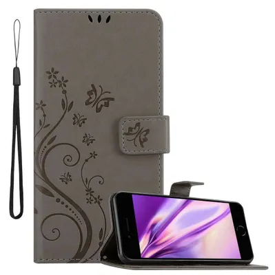 Produktbild von Cadorabo Hülle für Apple iPhone 7 PLUS / 7S PLUS / 8 PLUS Schutz Hülle in Grau Schutzhülle Handy Hülle Etui Case Blumen
