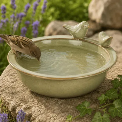 Produktbild von Vogeltränke Vogel Bad Tränke Futterstelle Futterschale Garten Terrasse Grün