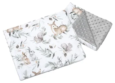 Immagine prodotto di Coperta per neonato con cuscino, 55x75 cm - 100% cotone e tessuto minky