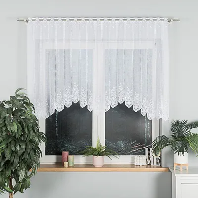 Obrázek produktu pro Dekorační oblouková krátká záclona na garnyž nebo na žabky KLEMENTYNA 120 bílá 200x120 cm MyBestHome