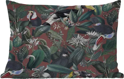 Produktbild von MuchoWow® Outdoor Kissen - Blumen - Tukan - Blätter - 60x40 cm - Wetterfest - Lounge Kissen - Zierkissen - Kissen für Innenräume