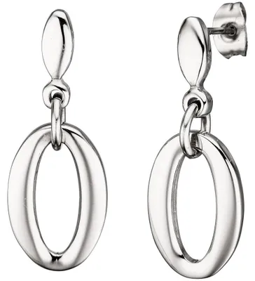 Produktbild von Paar Ohrringe Ohrhänger mit Stecker oval aus Edelstahl Ohrschmuck Damen
