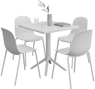 Immagine prodotto di Set di mobili da giardino Nerra con 4 sedie | Colore: Bianco | Dimensioni: 166x162x85 cm