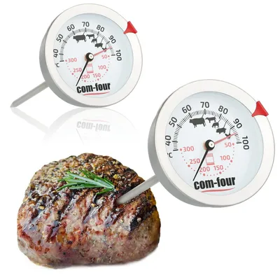 Productafbeelding van Braadthermometer - Vleesthermometer - Roestvrij staal - 50 tot 300 °C - Set van 2