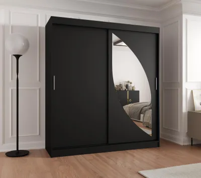 Produktbild von Kleiderschrank 180 cm SUDENA mit Schiebetüren - schwarz