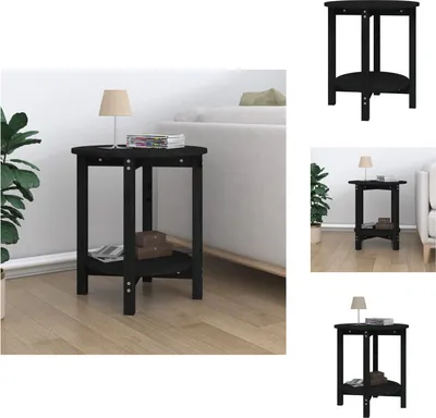 Zdjęcie produktu dla vidaXL Stolik kawowy czarny Ø 55x60 cm lite drewno sosnowe - Stoliki kawowe