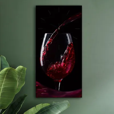 Produktbild von Wohnzimmer Leinwand Uhr Geräuschlos Küche 30x60 Wein, Glas, Motive, schwarze Zeiger