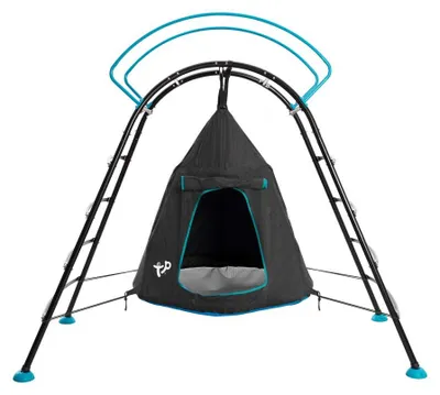 Produktbild von TP Toys Stahl Klettergerüst mit Hängesessel UFO Schwarz/Blau 122x217x201 cm
