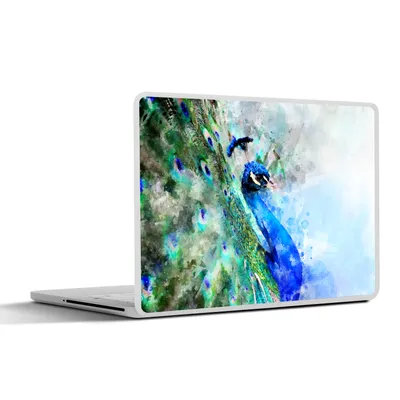 Produktbild von MuchoWow® Laptop Aufkleber Sticker Cover Aquarell - Pfau - Blau 40x30 cm - Laptop Dekoration - Selbstklebend