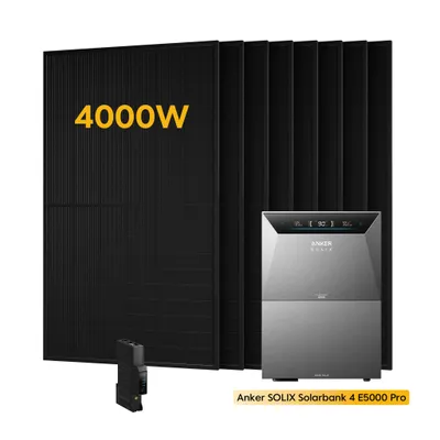Produktbild von Powerness® Balkonkraftwerk mit Speicher, Anker SOLIX Solarbank 4 E5000 Pro Speicher mit 1x BP5000 Erweiterungsakku,4000W Solarmod & Smart Meter 0% VAT