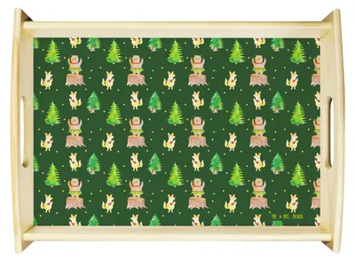 Produktbild von Mr. & Mrs. Panda Tablett Waldtiere Aloha - Grün - Geschenk, Serviertablett, aus holz, betttablett, Musik, Hase, Wald, Tanzen, Lustige Sprüche, Deko, Igel, Bett-Tablett