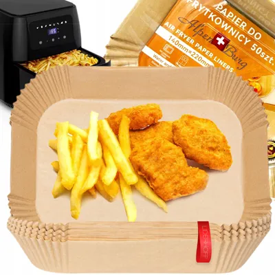 Obrázek produktu pro Papírová vložka do fritézy, obdélníková, 22 x 14 cm, 50 kusů, Alpenburg