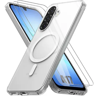 Image de Coque + 2 Verres Trempés pour Samsung Galaxy A17 5G/4G, avec Cercle Magnétique Antichoc Rigide