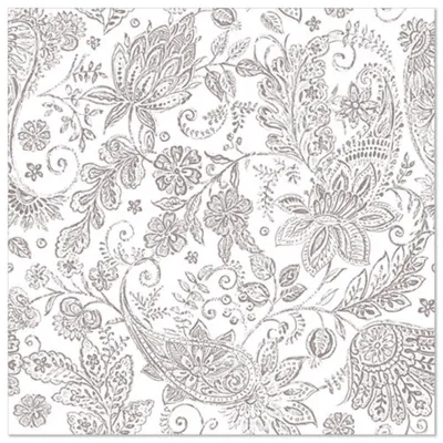 Produktbild von Servietten "ROYAL Collection" 1/4-Falz 40 cm x 40 cm grau "Paisley"
