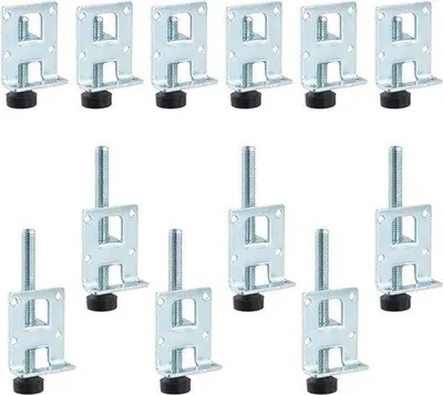 Zdjęcie produktu dla Regulowane podpórki do mebli, 12 sztuk - śruby stalowe do mebli, stołów, warsztatów (ocynkowane)