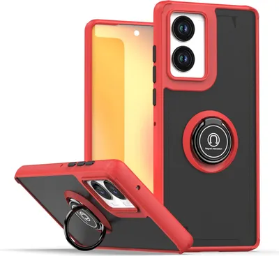 Obrázek produktu pro Pouzdro pro Motorola Edge (2024) 5G matné průsvitné TPU pouzdro s prstencovým držákem a stojánkem Červený