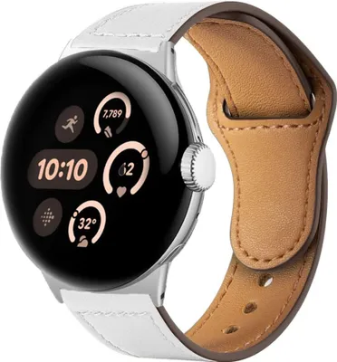 Produktbild von Leder Armband für Google Pixel Watch 4 / 3 / 2 / 1 41mm Ersatz Premium Weiß