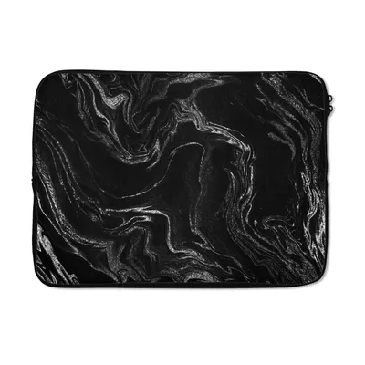 Produktbild von MuchoWow® Laptop Hülle 14 ZollMarmor - Schwarz - Silber Laptoptasche - Laptoptasche - Stoßsicher - Schutzhaube