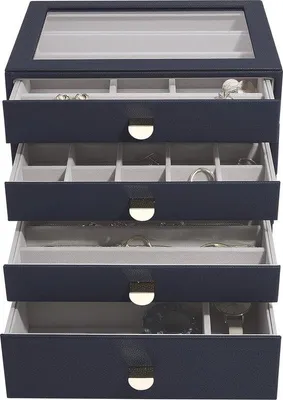 Produktbild von Famanu Schmucklade Set von 4 - Mit Schubladen und Glasdeckel