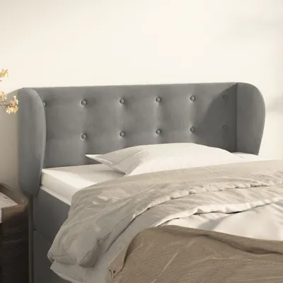 Produktbild von vidaXL Kopfteil mit Ohren Hellgrau 93x23x78/88 cm Samt - Kopfteil - Kopfteile - Bett-Kopfteil - Bettkopfteil