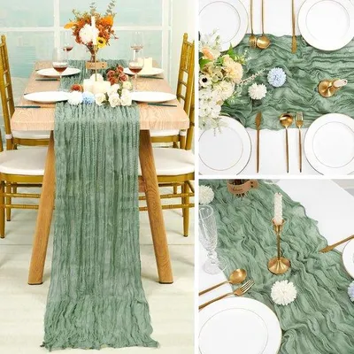 Obrázok produktu pre Saliegrüne obrusy 90 x 300 cm v rustikálnom štýle boho
