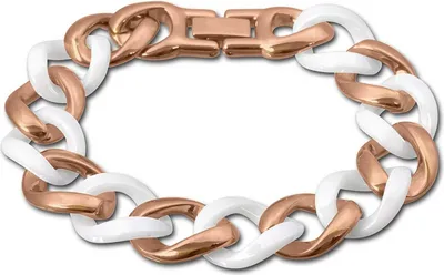 Produktbild von Amello Edelstahl Armband Panzer Damen Schmuck rosegold weiß ESAX20W8