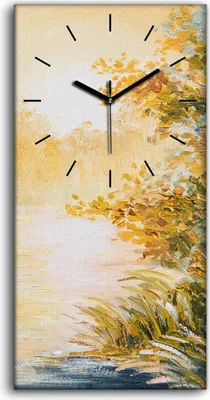 Produktbild von Wandbild Leinwand Bilder mit Uhr 30x60 Malerei Abstrakter See Wald Bäume Natur - schwarze Hände
