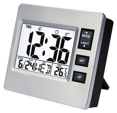 Digitale Alarm-Kleinuhr, LCD, Temperatur, Datum, 8,6x7,7 cm