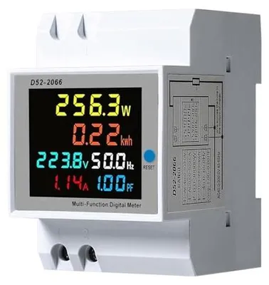 Zdjęcie produktu dla Licznik prądu 1 fazowy 6W1 na szynę din cyfrowy LCD dla elektryków