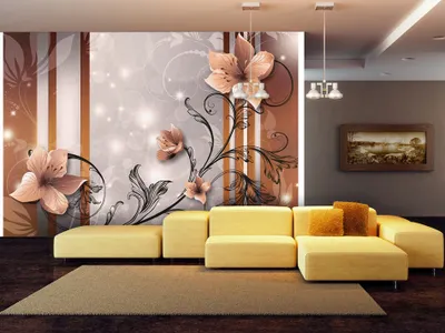 Produktbild von Vlies Fototapete 350x256 cm Tapeten Wandtapete XXL Abstrakt Blumen Ornament violett braun rose rot b-A-0041-a-c