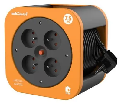 Produktbild von 4-fach Steckdosen-Verlängerungskabeltrommel H05VV-F 3G1.0 7,5 m orange-schwarz / 24619
