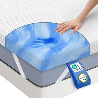 Produktbild von Dream Topper 200x200 cm, 5cm Matratzentopper Gel-Memory-Schaum, Ergonomischer mit kühlendes Gefühl, atmungsaktivem Bezug, Schlafkomfort wie auf Wolken