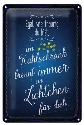 Produktbild von Blechschild Spruch 20x30cm Im Kühlschrank brennt immer Licht für dich