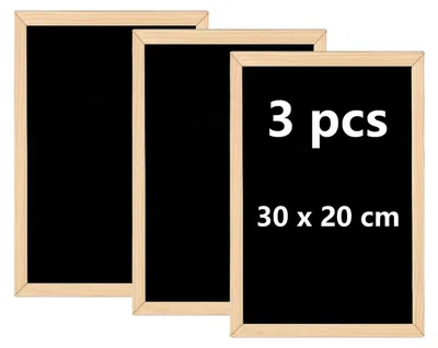 Obrázok produktu pre Tabule s dreveným rámom, sada 3 tabúľ a 1 hubky, rozmer 20 x 30 cm