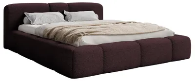 Image de Selsey Bowia – Lit rembourré 160 x 200 cm, peluche bordeaux