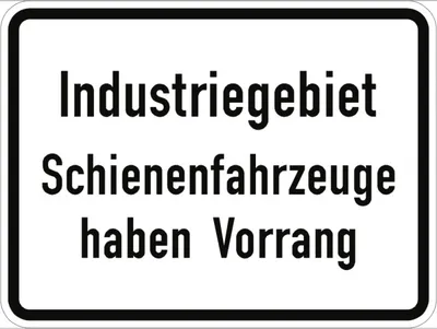 Produktbild von Verkehrsschild VZ1008-32, Industriegebiet Schienenfahrzeuge haben Vorrang, Al...