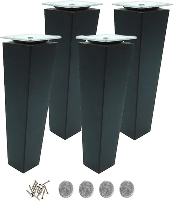 Produktbild von Beine aus Buchenholz, 18 cm – Trapezform, schwarz lackiert, mit Montageset