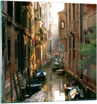 Produktbild von Bilder auf glas - Venedig Brücke Wasser Haus - 70x70cm - Glasbilder - Wandbilder - Kunstdruck - zum Aufhängen bereit - Wanddekoration aus Glas - Glas Bilder - Wandbild auf Glas - GAC70x70-2532